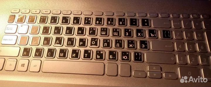 Наклейка на клавиатуру, белая, ru/en букв