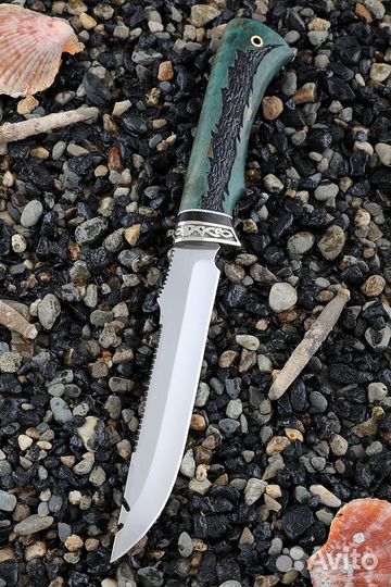 Нож Щука 2 elmax С крючком резная карельская берез