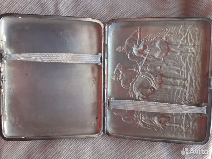Портсигар глубокое серебрение Три богатыря