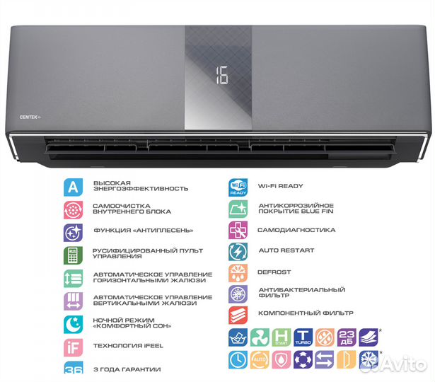 Сплит -система 12 новая серый Centek CT-65G13