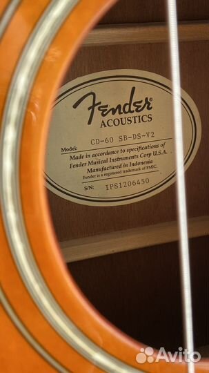 Акустическая гитара Fender CD-60 SB-DS-V2