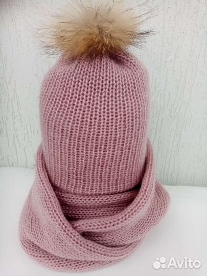 Комплект шапка и снуд женский ручная работа