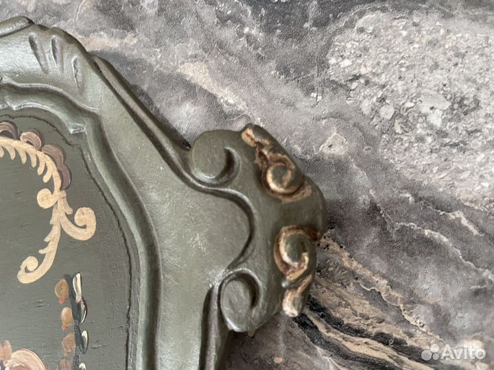 Винтажный флорентийский деревянный поднос