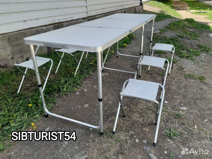 Стол раскладной 60х180см + 6 стульчика в подарок