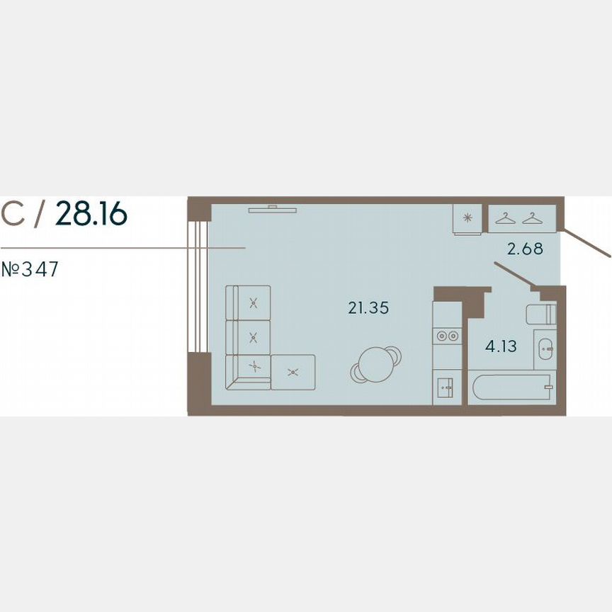 Апартаменты-студия, 28,2 м², 4/8 эт.