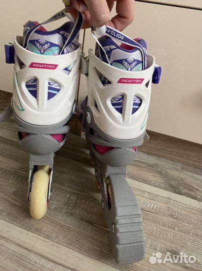 Роликовые коньки раздвижные 31-35 reaction rainbow