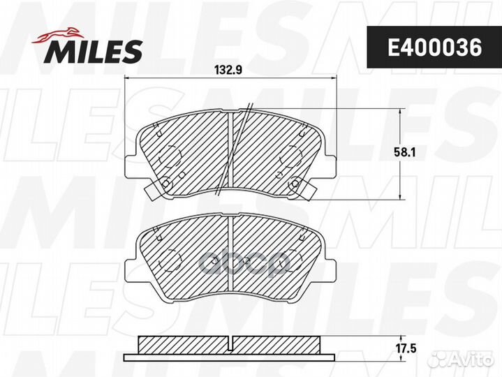 Колодки тормозные дисковые перед E400036 Miles