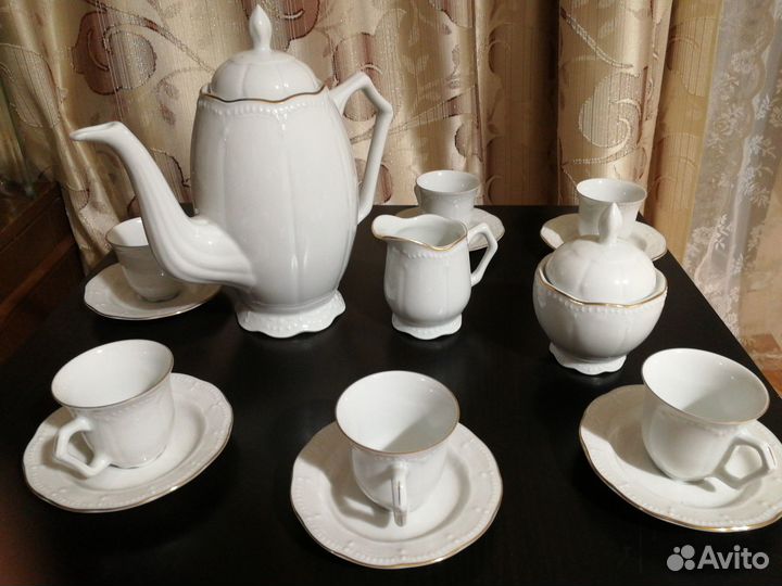 Сервиз кофейный белый, новый, Польша