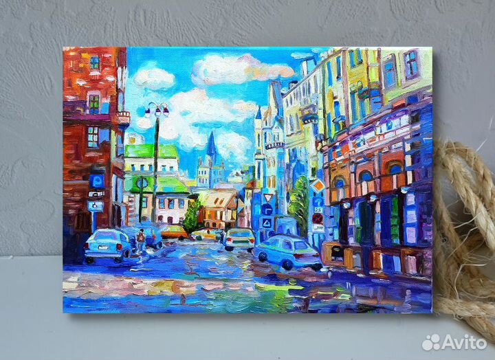 Картина маслом Московский переулок холст 30на 40см