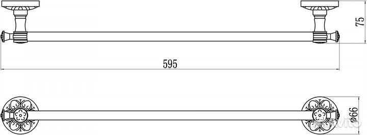 Держатель для полотенец прямой 60 см Savol 58а (S