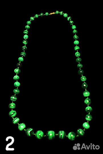 Бусы натуральный малахит и тигровый глаз - бу, от
