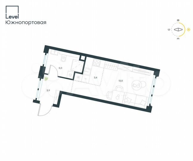 Квартира-студия, 26,1 м², 2/14 эт.