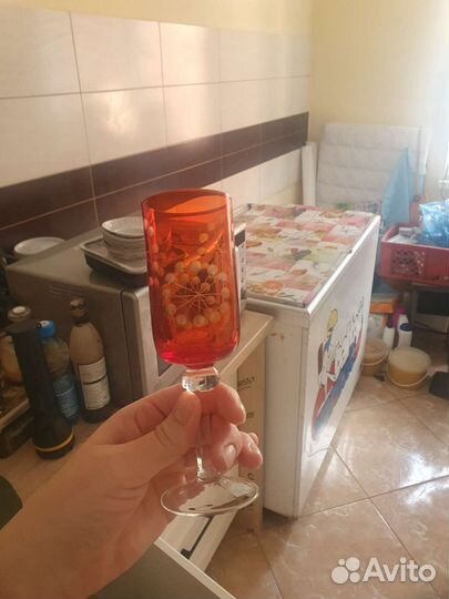 Хрустальные фужеры СССР, цветной хрусталь, бокалы