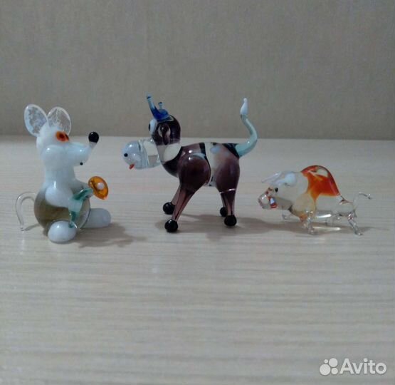 Стеклянные фигурки животных