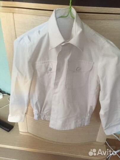 Белая кадетская рубашка, размер 128