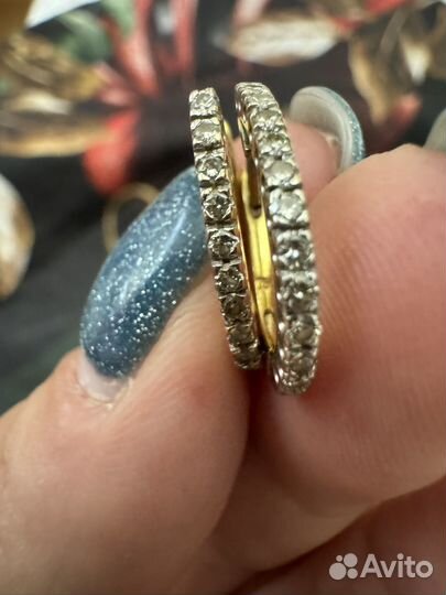 Золотые серьги 750 дорожки с бриллиантами