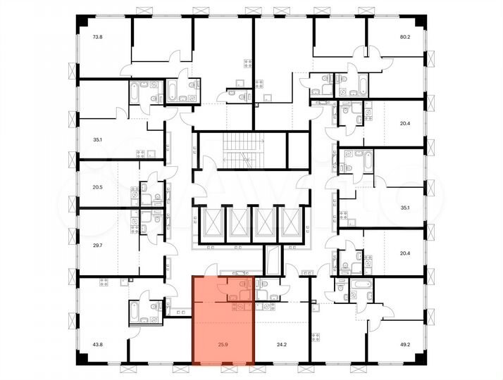 Квартира-студия, 25,9 м², 33/33 эт.