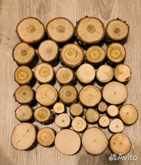 Торцевые спилы деревьев для декора, творчества