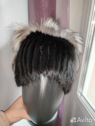 Шапка норковая женская вязаная