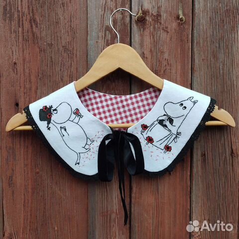 Съемный воротничок ручная работа муми-тролль