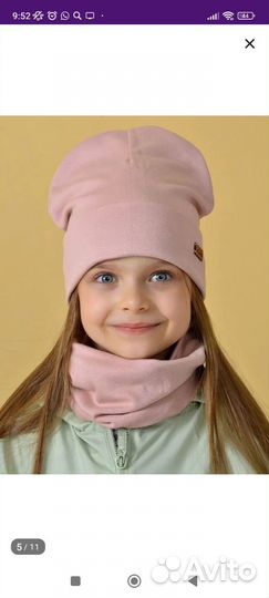 Шапка и снуд хб для девочки 2-3 года
