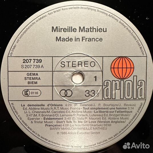 Mireille Mathieu – Made In France (1986г.)