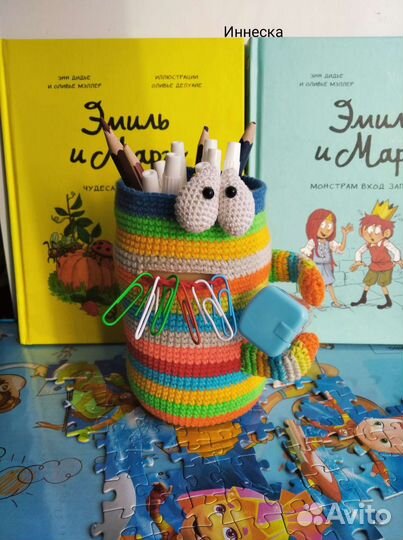 Вязаная карандашница на заказ. Стакан Помощник