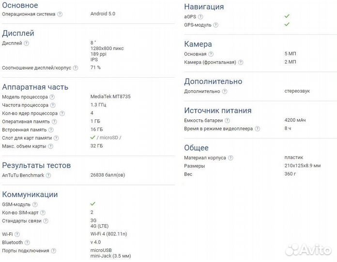 Планшет lenovo tab 2 a8-50lc