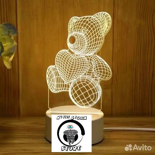 Ночник 3D Мишка HIT Сезона