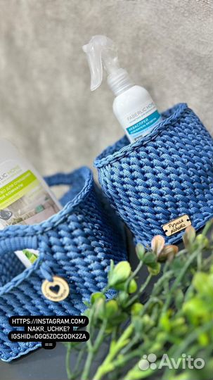 Вязаные корзинки ручной работы