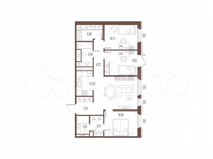 3-к. квартира, 83,8 м², 3/10 эт.