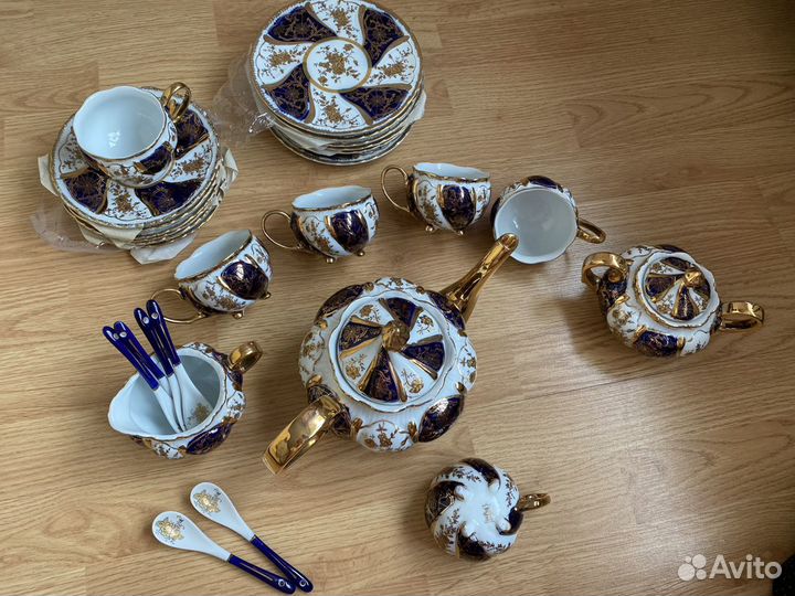 Сервиз чайный Чешский Кобальт новый