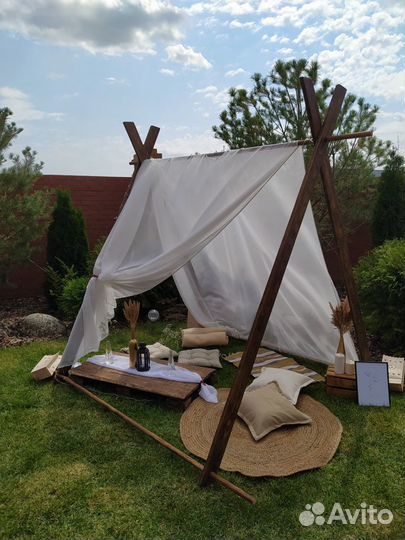 Фотозона Шалаш Вигвам на пикник свадьбу праздник