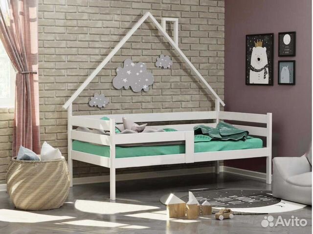 Софа Домик от 2х лет высокий борт из натурального