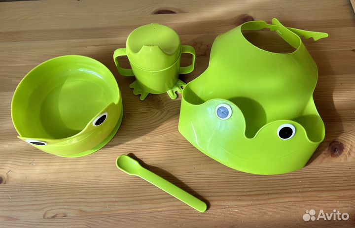 Набор детской посуды IKEA лягушка