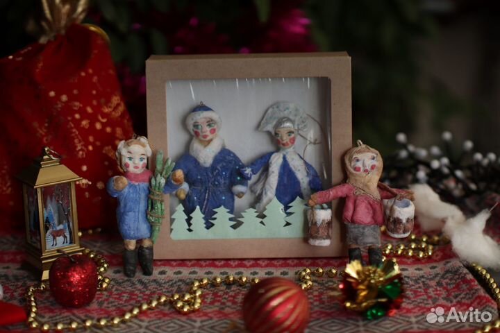 Ватные елочные игрушки ручной работы