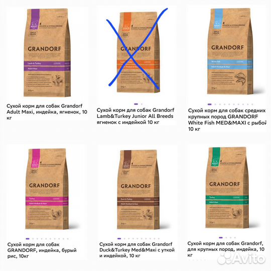 Корм для собак grandorf 10 кг