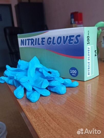 Перчатки нитриловые синие