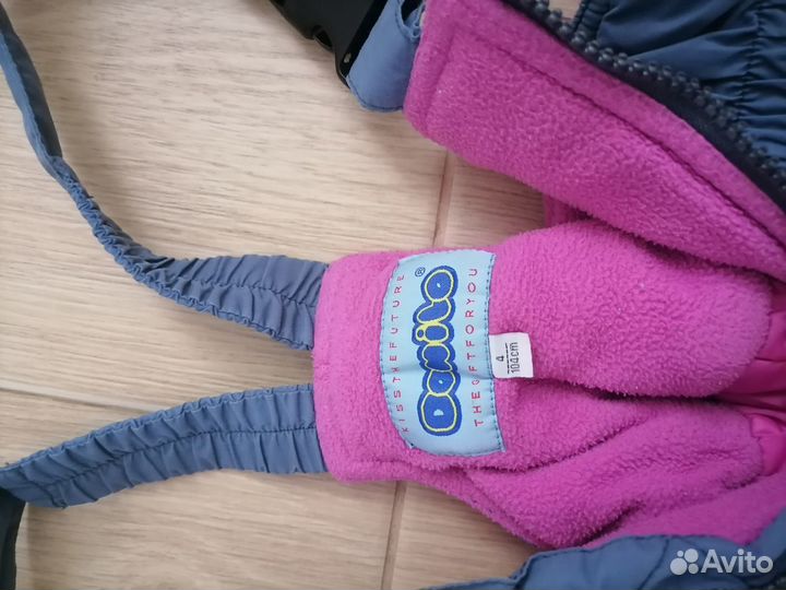 Зимние штаны на лямках для девочки 104