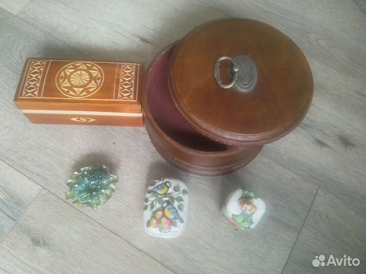 Шкатулка для украшений, Федоскино, дерево, фарфор