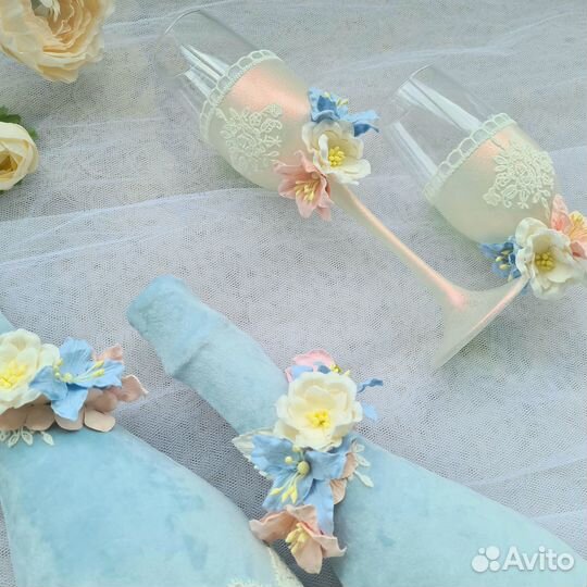 Свадебный набор бокалов шампанское