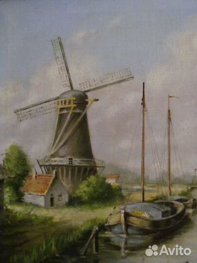 Мельница. Голландия. Холст. Масло. Подпись