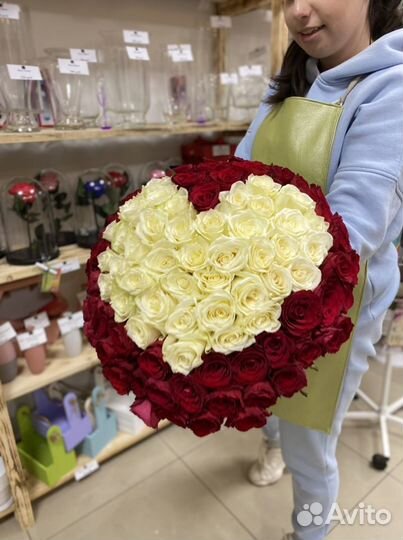 101 роза сердцем, с бесплатной доставкой