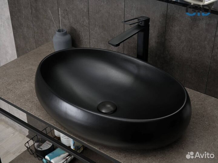 Раковина Gid Lago Bm9030a 53371 черная матовая, 60x41x15