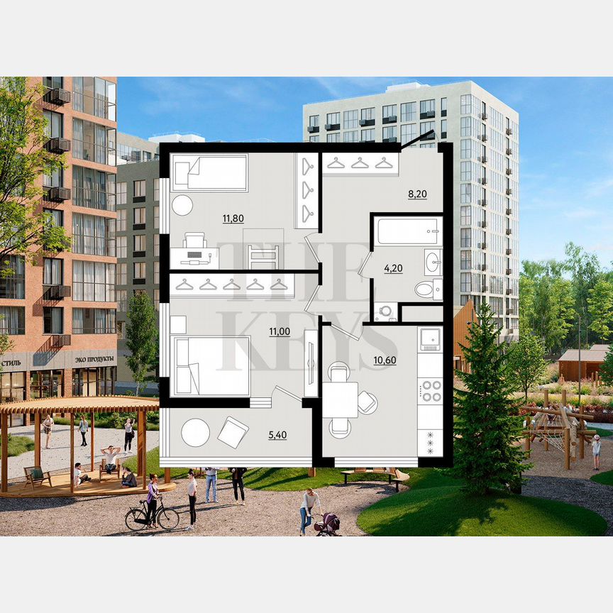 2-к. квартира, 48,5 м², 9/12 эт.