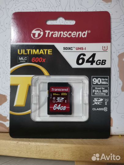 Карта памяти sdhc Transcend 64gb 90mb/s 600x
