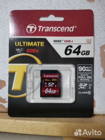 Карта памяти sdhc Transcend 64gb 90mb/s 600x