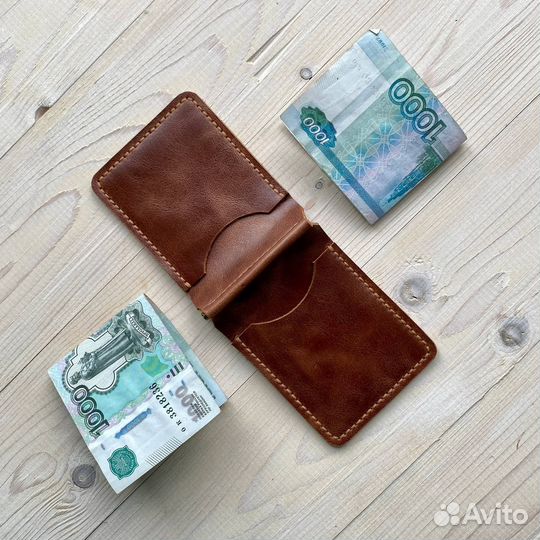 Зажим для денег из натуральной кожи