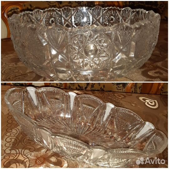 Хрустальнъе ваза и ладья для фруктов