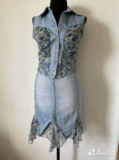 Джинсовый костюм женский Kiss me